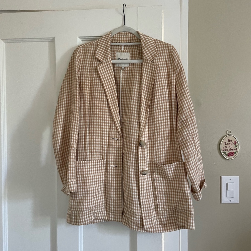 Madewell Linen Gingham Blazer